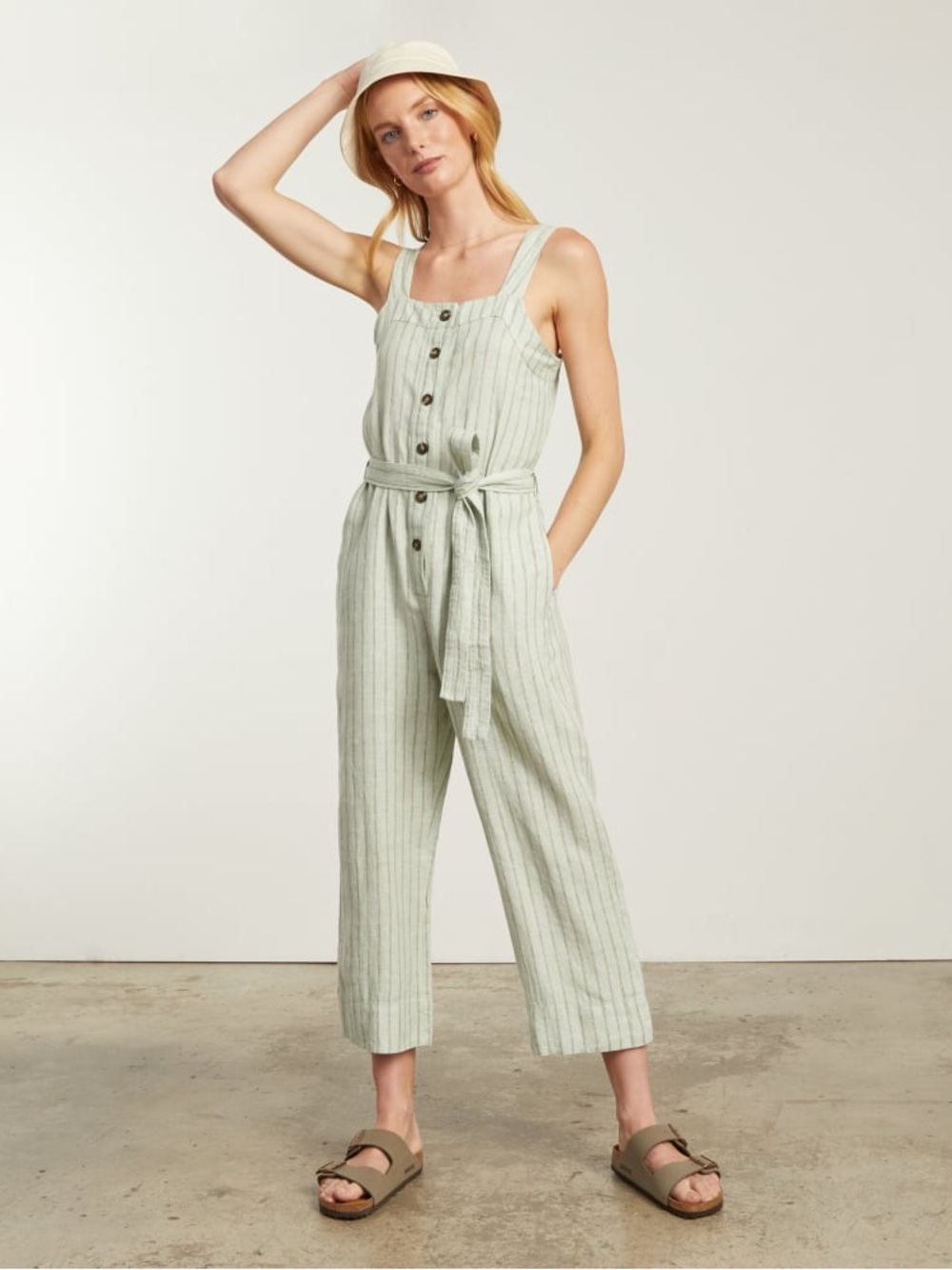 Everlane Linen Picnic Jumpsuit Seafoam